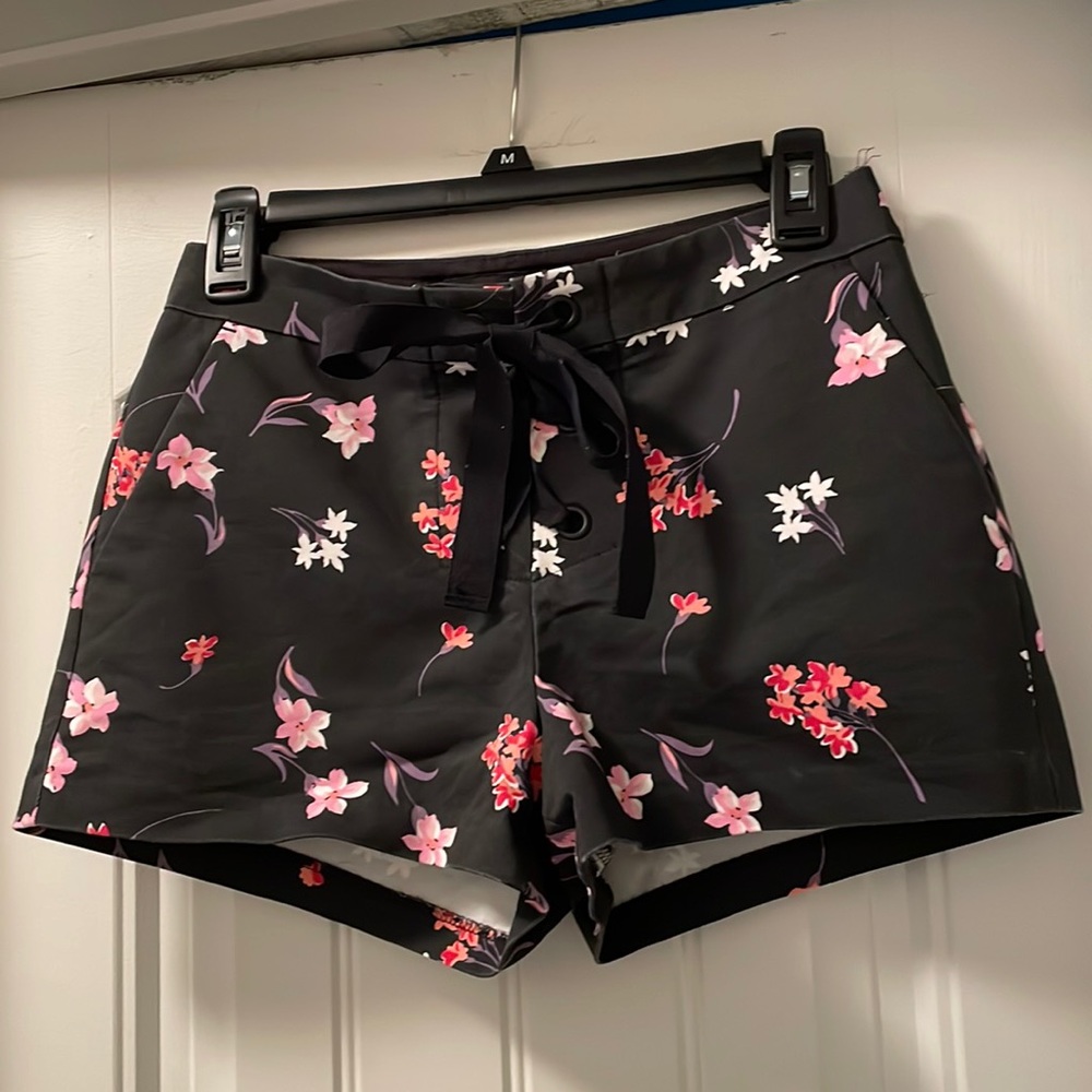 Express black floral lace up shorts